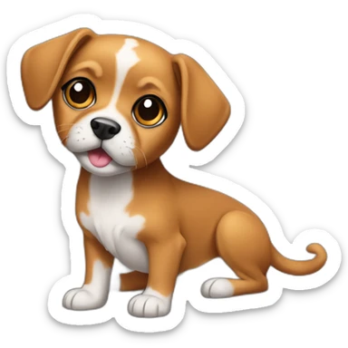 small mixed breed caramel playing black face long legs sticker