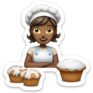 Baker girl with muffin sticker