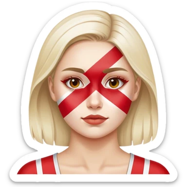 Woman with danish flag on its cheek sticker
