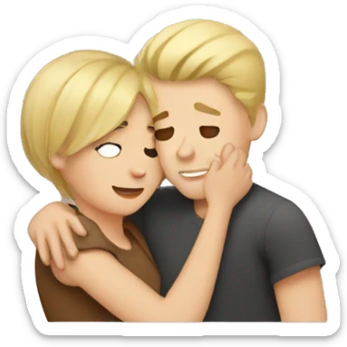 blonde hair girl hugging brown short hair boy  sticker