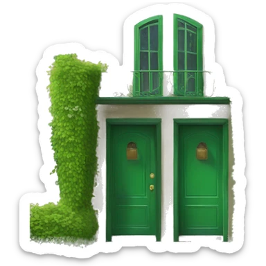 green door and cofe sticker