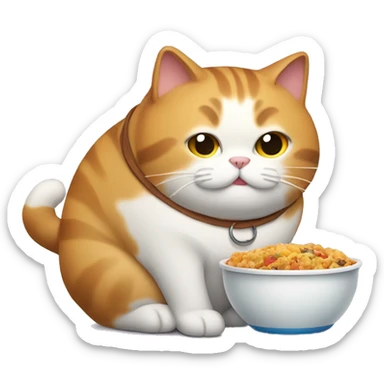 Fat Cat carrying a food bowl sticker