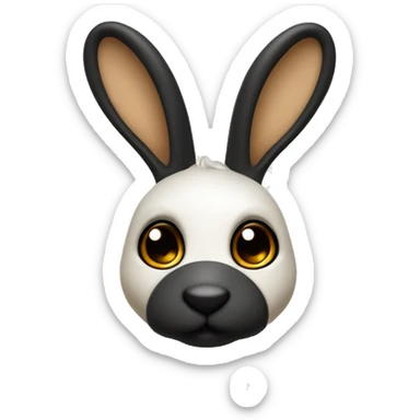 Un conejo minilop blanco con una oreja y ojo negro y otro beige sticker