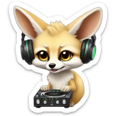 Fennec Fox as a DJ sticker