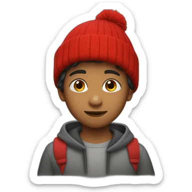 kid wearing red boble beany sticker