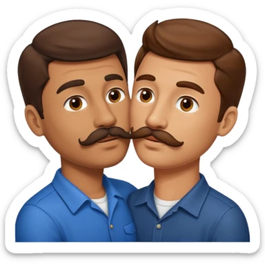 Kissing bf and brwon your hir andA man with a mustache sticker