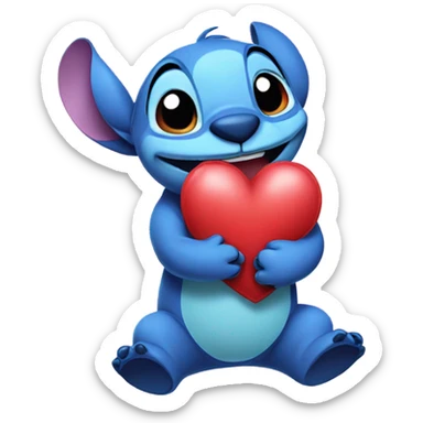 Stitch with heart sticker