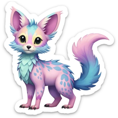 Feral Rare Fantasy pastel tropical Vernid-Trico-species by LiLaiRa, random markings, tufted tail, tufted ears, full body sticker
