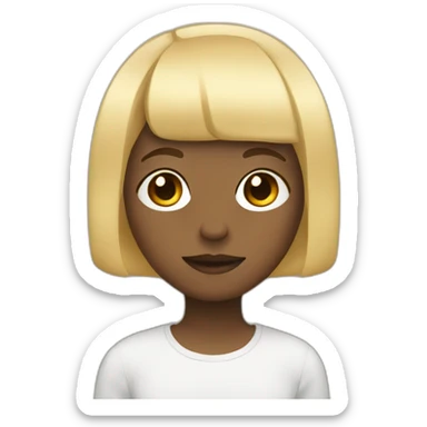 face of nonbinary person with blonde bob and bangs sticker