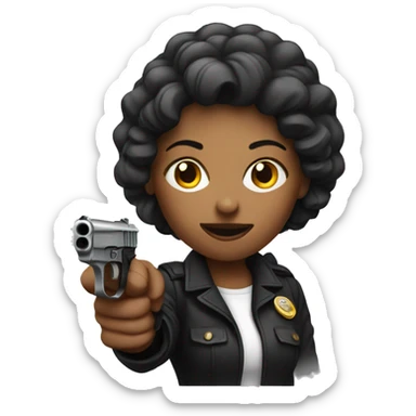 woman with a pistol sticker