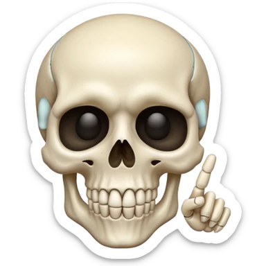 Skull emoji pointing with hand sticker