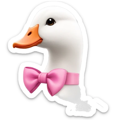 A White goose with a bow in pink around its neck. Make it really cute  sticker