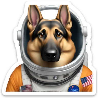 Serious German shepherd Astronaut sticker