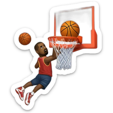 kanye west dunking a basketball that looks like kanye west sticker