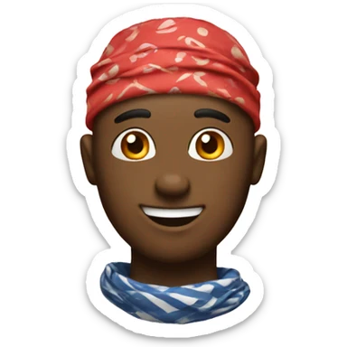 Classic iphone emoji with bandana on head and smile sticker