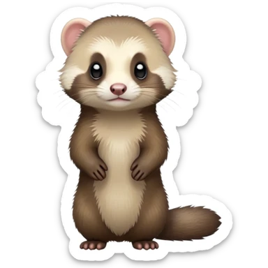 cinematic-[ferret]-realistic-full- long elongated body-standing-emoji,-tiny-paws-tucked-close,-head-tilted-dramatically,-fluffy-[sable]-fur,-simplified-yet-realistic-focused-features,-highly-detailed,-glowing-with-an-almost-sarcastic-glow sticker