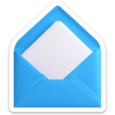 blue envelope with a white page sticking out, 3D style sticker