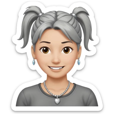 Female with Silver Necklace, grey skin,ponytail hair, different expressions. sticker