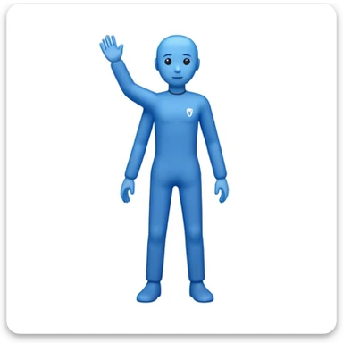 Create a clean emoji of the Billie Eilish Blohsh logo in solid blue color. The emoji should only include the Blohsh figure, without any background, text, or effects. Make sure it looks like the official logo — simple, standing human figure, slightly leaning. Minimalist, iconic sticker