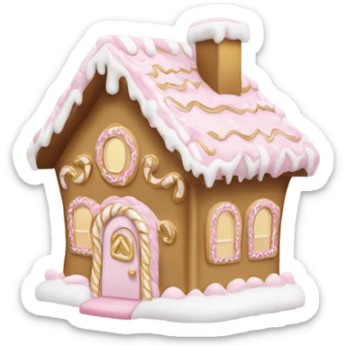 light pink and gold and white gingerbread house sticker