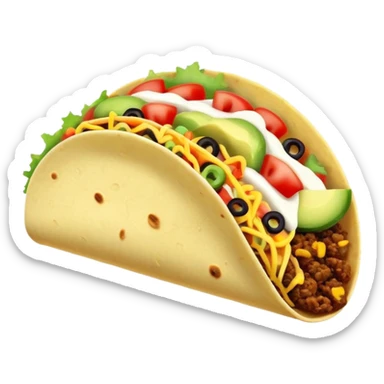 Street food taco with toppings in emoji style sticker