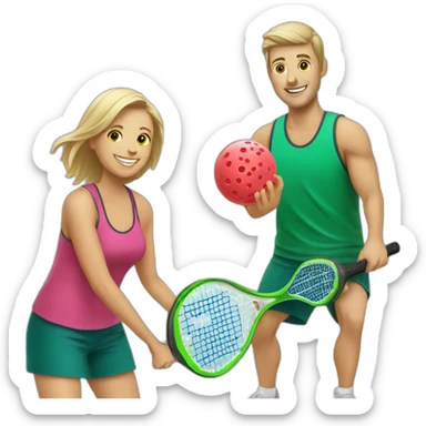 Man and women playing pickleball sticker