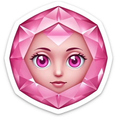 pink diamond with eyes, no face, shiny and beautiful sticker