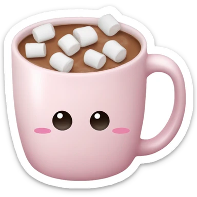 Light Pink mug of hot chocolate with marshmallows  sticker
