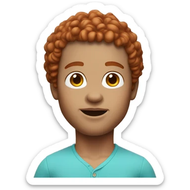 3d avatar memoji, front view, without neck, red curly hair, freckles sticker