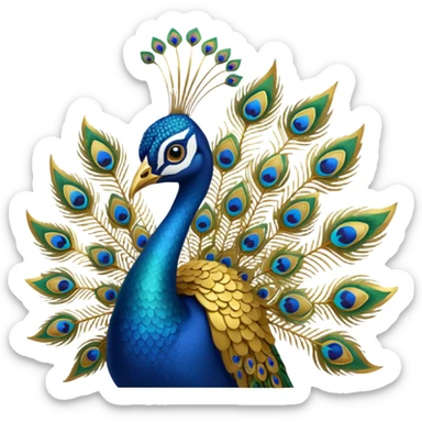 Peacock in full gold color even it's petal everything should be in gold sticker
