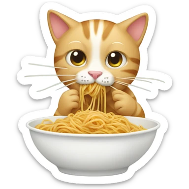Cat eating spaghetti  sticker