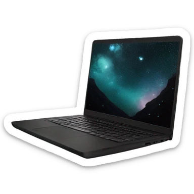 black laptop with galaxy wallpaper sticker