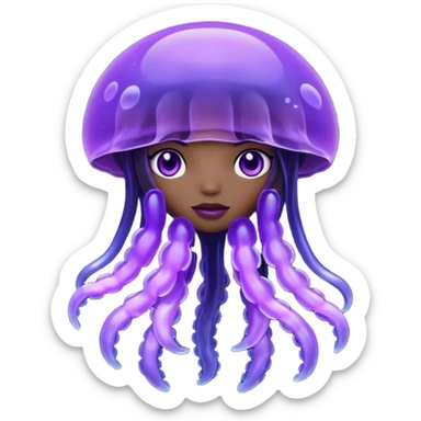  Black female purple Jellyfish character sticker