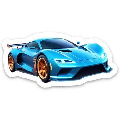 An icon showing a sleek car speeding through a neon-lit cityscape, inspired by Need for Speed. The design features dynamic motion lines, glowing tires, and a vibrant city backdrop with skyscrapers and lights. The rush of high-speed racing is highlighted. Transparent background. sticker