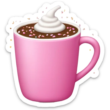 hot cocoa in pink cup with sprinkles on top sticker