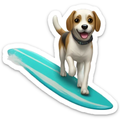 chien qui fait du surf sticker