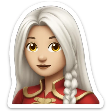 rpg-girl-with-long-straight white-hair and red dress sticker