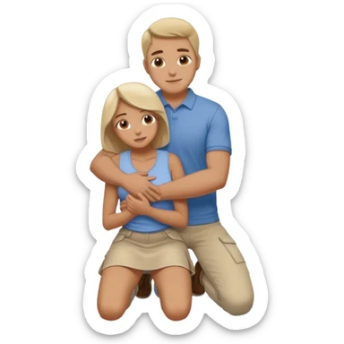 man on knees hugging womans waist sticker
