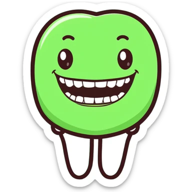 smiling teeth with green braces sticker