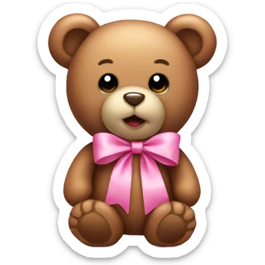 Teddy bear with pink bow sticker