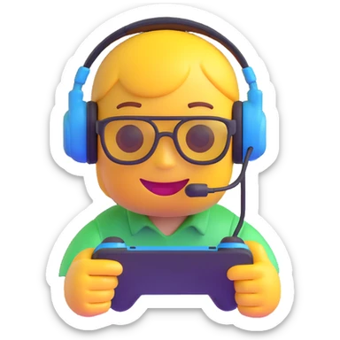 gaming emoji with a headset and joystick sticker