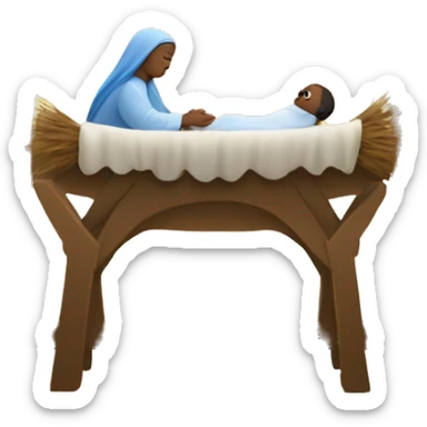 Nativity scene, baby on a manger, Mary and Joseph sticker