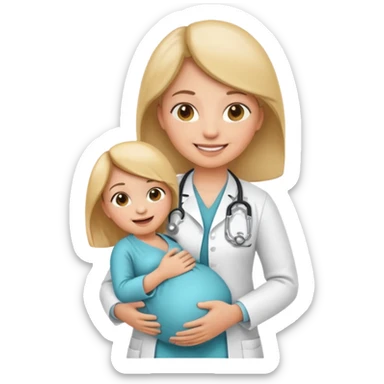 emoji obstetric doctor, pregnant care, stethoscope sticker