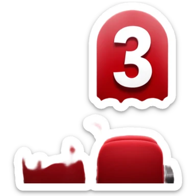 A 3D number 3 in a movie theater setting, shiny red surface; bright spotlights from above; cinematic glow with subtle haze; glossy, premium Hollywood countdown look; centered composition. sticker