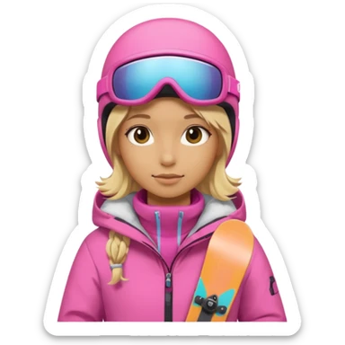 A snowboarder girl in a pink kosume blonde sticker