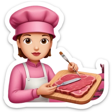 pink artist painting a SPAM meat abstract landscape  sticker