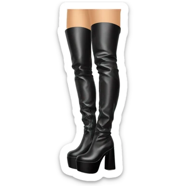 Thigh high shiny platform boots  sticker