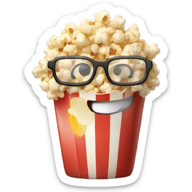 One piece of popcorn with glasses smiling  sticker