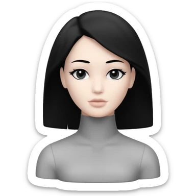 Matte black mannequin in the style of a default avatar. Monochrome with no lines. The eyes should be as matte black as the hair. sticker