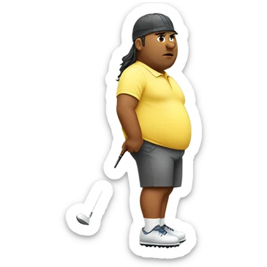 Overweight golfer with a mullet  sticker